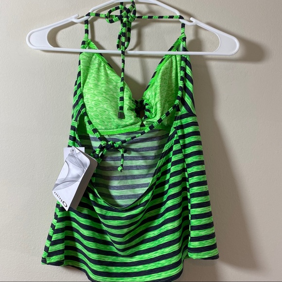 Oakley Striped Halter LeyHole Tankini  Swim Top L - Picture 3 of 5